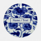 blauw en wit ventilatorschilderen - aangepaste te metalen ornament (Voorkant)