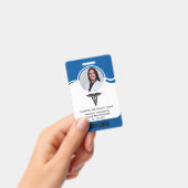Blauw en wit verpleegster foto ID Badge (Handheld)