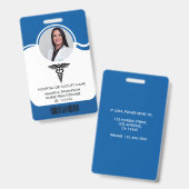 Blauw en wit verpleegster foto ID Badge (Voor- en achterkant)