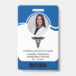Blauw en Wit Verpleegster Foto ID Badge