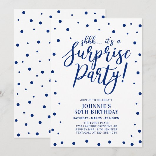 Blauw en wit | Verrassende geboortedag voor volwas Kaart (Voorkant / Achterkant)