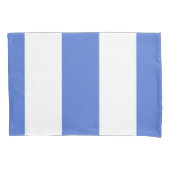 Blauw en wit - verticaal brede streep kussensloop (Voorkant-Links)