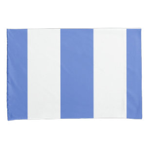 Blauw en wit - verticaal brede streep kussensloop