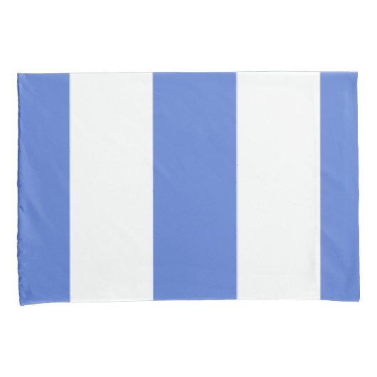 Blauw en wit - verticaal brede streep kussensloop (Voorkant-Rechts)