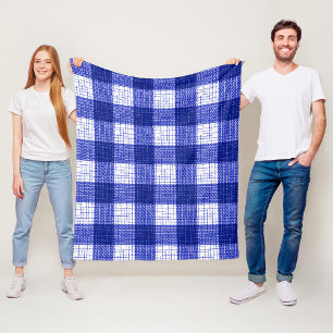 Blauw en wit vet geruit ruitjesontwerp fleece deken