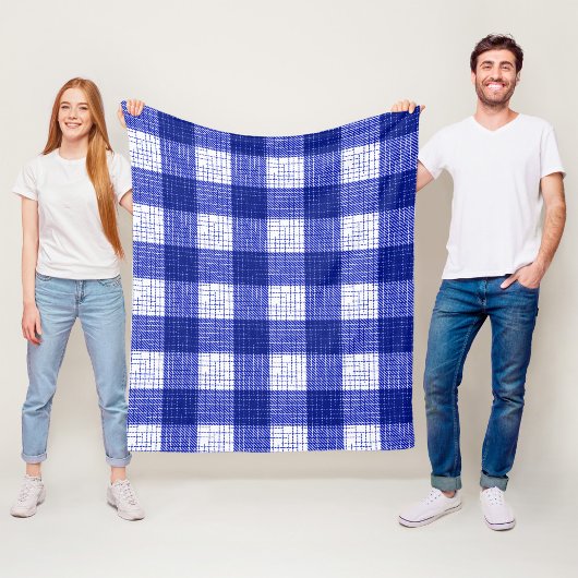 Blauw en wit vet geruit ruitjesontwerp fleece deken