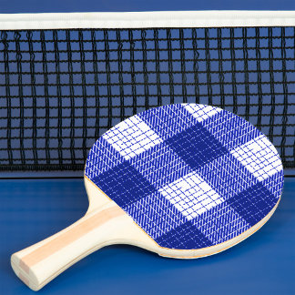 Blauw en wit vet geruit ruitjesontwerp  tafeltennisbatje