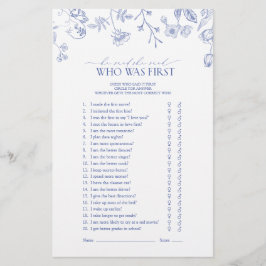 Blauw en wit victoriaans bruidsdouche spel met blo