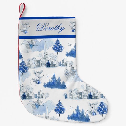 Blauw en wit Victoriaans dorp van de Holiday Kleine Kerstsok (Voorkant)