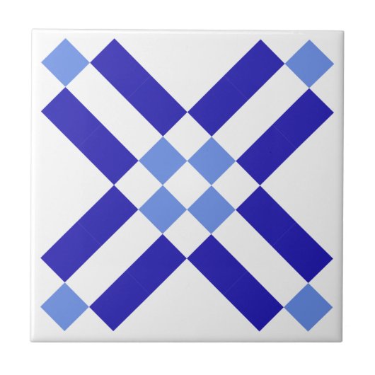 Blauw en wit vierkant Klassieke Patroonkeramische Tegeltje (Voorkant)
