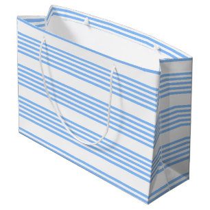 Blauw en wit vijf strepen patroon groot cadeauzakje
