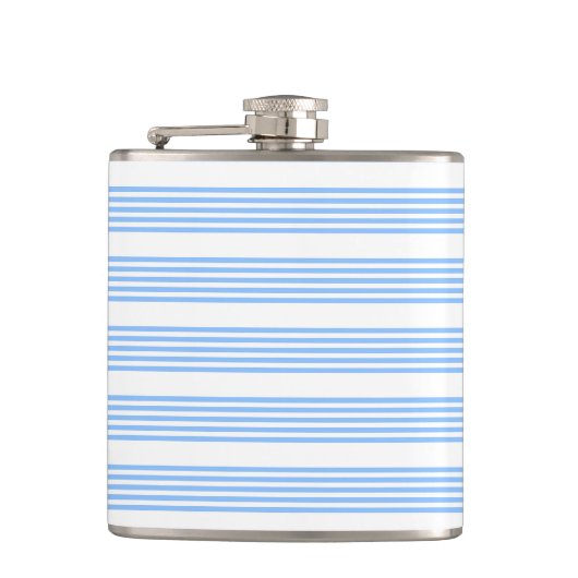 Blauw en wit vijf strepen patroon heupfles (Voorkant)