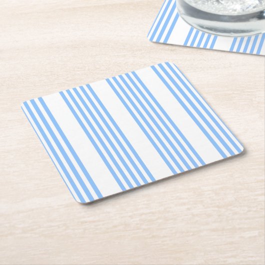 Blauw en wit vijf strepen patroon kartonnen onderzetters (Schuin)