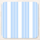Blauw en wit vijf strepen patroon kartonnen onderzetters (Voorkant)
