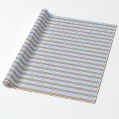 Blauw en wit vijf strepen patroon met tint cadeaupapier (Uitgerold)