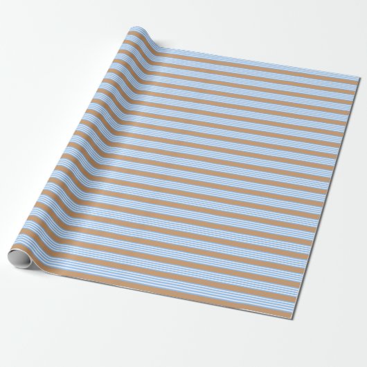 Blauw en wit vijf strepen patroon met tint cadeaupapier (Uitgerold)