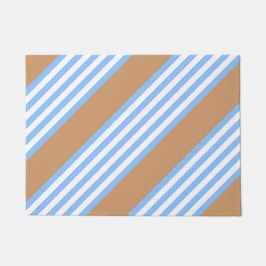 Blauw en wit vijf strepen patroon met tint deurmat (Voorkant)