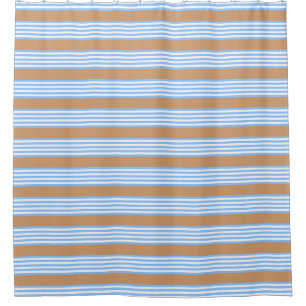 Blauw en wit vijf strepen patroon met tint douchegordijn
