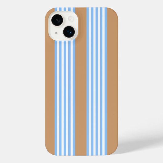 Blauw en wit vijf strepen patroon met tint iPhone hoesje (Achterkant)