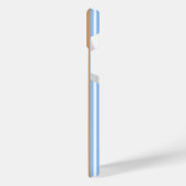 Blauw en wit vijf strepen patroon met tint iPhone hoesje (Linkerkant)