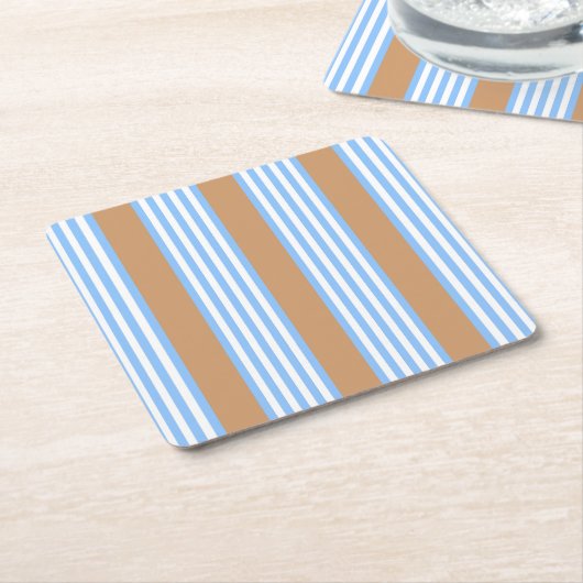 Blauw en wit vijf strepen patroon met tint kartonnen onderzetters (Schuin)