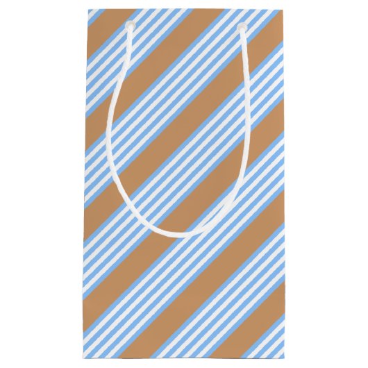 Blauw en wit vijf strepen patroon met tint klein cadeauzakje (Voorkant)