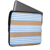 Blauw en wit vijf strepen patroon met tint laptop sleeve (Voorkant Rechts)