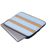 Blauw en wit vijf strepen patroon met tint laptop sleeve (Voorkant onderkant)
