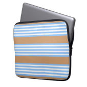 Blauw en wit vijf strepen patroon met tint laptop sleeve (Voorkant Links)