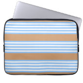 Blauw en wit vijf strepen patroon met tint laptop sleeve (Voorkant)