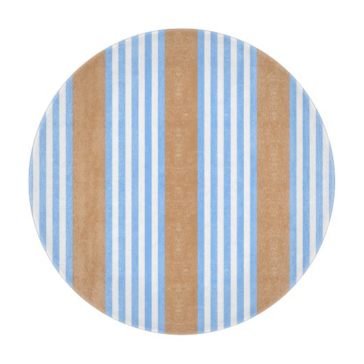 Blauw en wit vijf strepen patroon met tint snijplank (Voorkant)