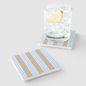 Blauw en wit vijf strepen patroon met tint stenen onderzetter (Zijkant)