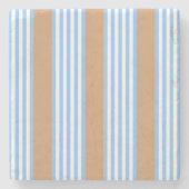 Blauw en wit vijf strepen patroon met tint stenen onderzetter (Voorkant)
