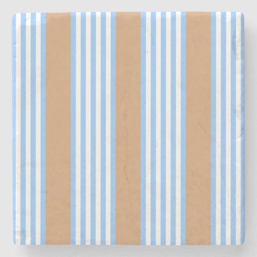 Blauw en wit vijf strepen patroon met tint stenen onderzetter (Voorkant)