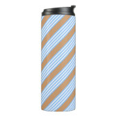 Blauw en wit vijf strepen patroon met tint thermosbeker (Gedraaid links)