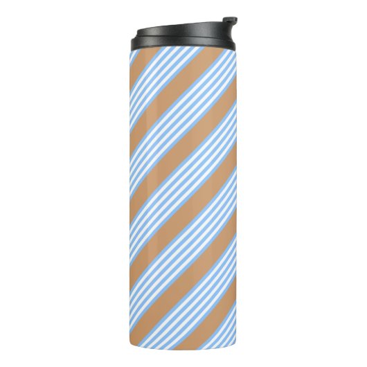 Blauw en wit vijf strepen patroon met tint thermosbeker (Gedraaid links)