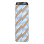 Blauw en wit vijf strepen patroon met tint thermosbeker (Achterkant)