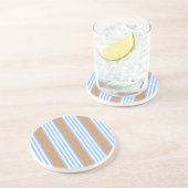 Blauw en wit vijf strepen patroon met tint zandsteen onderzetter (Zijkant)