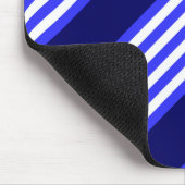 Blauw en wit vijf strepen patroon muismat (Hoek)