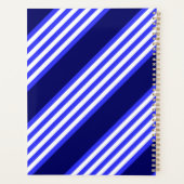 Blauw en wit vijf strepen patroon planner (Achterkant)