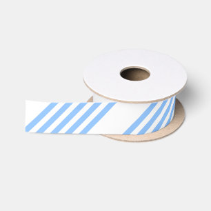 Blauw en wit vijf strepen patroon satijnen lint