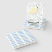 Blauw en wit vijf strepen patroon stenen onderzetter (Zijkant)