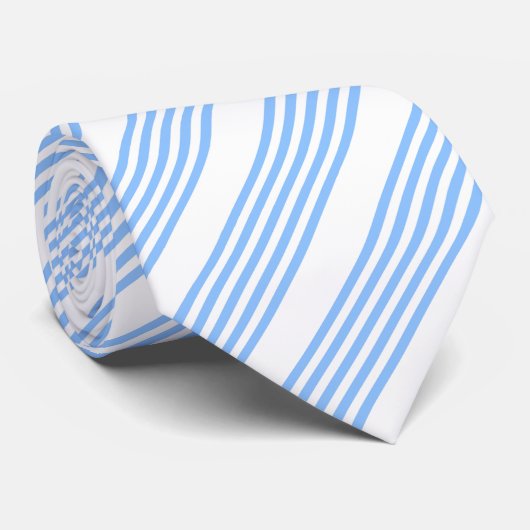 Blauw en wit vijf strepen patroon stropdas (Opgerold)