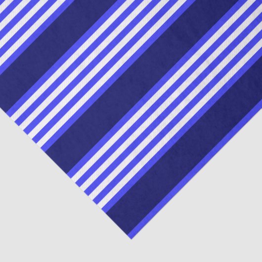 Blauw en wit vijf strepen patroon tissuepapier (Detail)