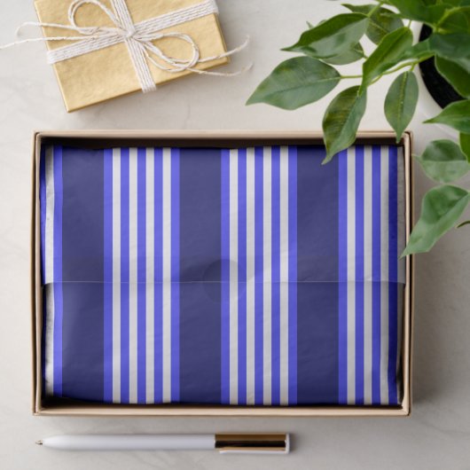 Blauw en wit vijf strepen patroon tissuepapier (Geschenk)
