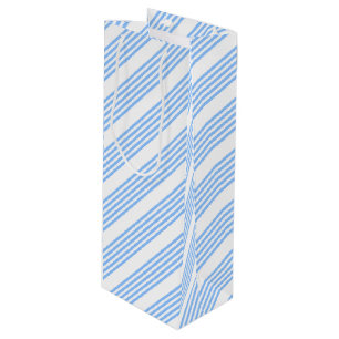 Blauw en wit vijf strepen patroon wijn cadeautas