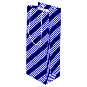 Blauw en wit vijf strepen patroon wijn cadeautas