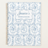 Blauw en Wit Vintage Bloemen Bloemstuk Persoonlijk Planner (Voorkant)