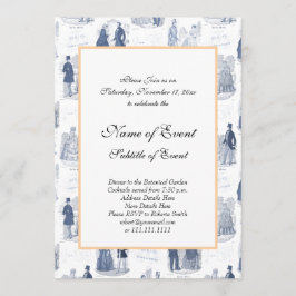 Blauw en wit vintage mode Frans Toile Kaart