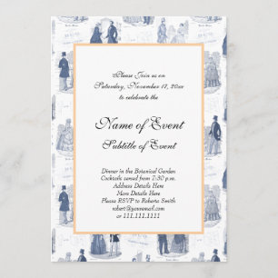 Blauw en wit vintage mode Frans Toile Kaart